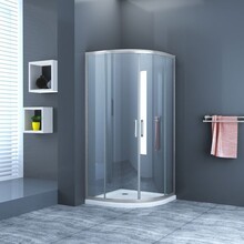 Douchecabine James Kwartrond 90x90x200cm 6mm Veiligheidsglas Hoekinstap Schuifdeur Helder Glas Chroom Profiel Nano-coating easy clean