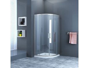 Douchecabine James Kwartrond 90x90x200cm 6mm Veiligheidsglas Hoekinstap Schuifdeur Helder Glas Chroom Profiel Nano-coating easy clean