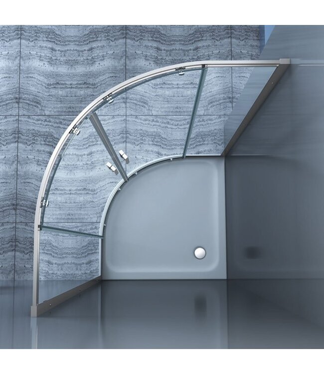 Douchecabine James Kwartrond 90x90x200cm 6mm Veiligheidsglas Hoekinstap Schuifdeur Helder Glas Chroom Profiel Nano-coating easy clean