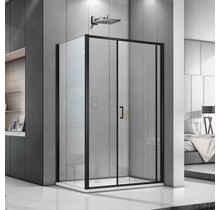 Douchecabine Donna 120x100x200cm Mat Zwart Rechthoek Schuifdeur Helder Glas  AntikalkProfiel 6mm Veiligheidsglas Easy Clean