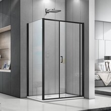 Douchecabine Donna 120x100x200cm Mat Zwart Rechthoek Schuifdeur Helder Glas  AntikalkProfiel 6mm Veiligheidsglas Easy Clean