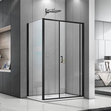 Douchecabine Donna 120x100x200cm Mat Zwart Rechthoek Schuifdeur Helder Glas  AntikalkProfiel 6mm Veiligheidsglas Easy Clean