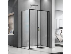 Douchecabine Donna 120x100x200cm Mat Zwart Rechthoek Schuifdeur Helder Glas  AntikalkProfiel 6mm Veiligheidsglas Easy Clean