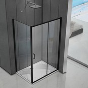 Douchecabine Donna 120x100x200cm Mat Zwart Rechthoek Schuifdeur Helder Glas  AntikalkProfiel 6mm Veiligheidsglas Easy Clean