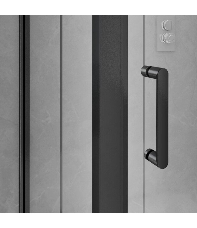 Douchecabine Donna 120x100x200cm Mat Zwart Rechthoek Schuifdeur Helder Glas  AntikalkProfiel 6mm Veiligheidsglas Easy Clean