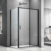 Douchecabine Donna 120x100x200cm Mat Zwart Rechthoek Schuifdeur Helder Glas  AntikalkProfiel 6mm Veiligheidsglas Easy Clean