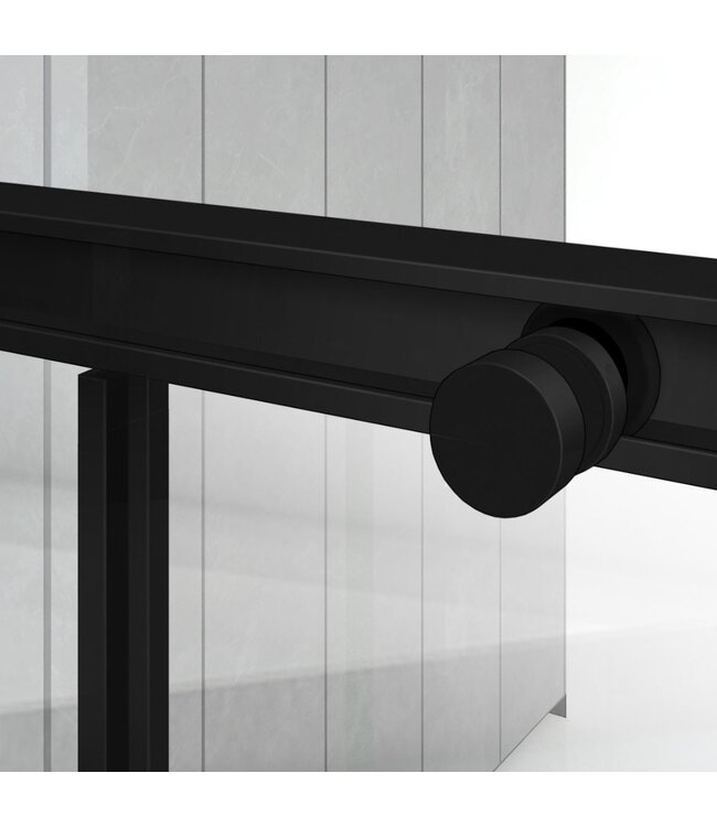 Douchecabine Donna 120x100x200cm Mat Zwart Rechthoek Schuifdeur Helder Glas  AntikalkProfiel 6mm Veiligheidsglas Easy Clean