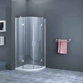 Douchecabine Kwartrond Draaideur 90x90x200cm Antikalk Helder Glas Chroom Profiel 8mm Veiligheidsglas Easy Clean