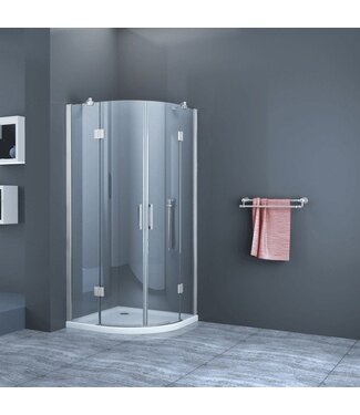 Douchecabine Kwartrond Draaideur 90x90x200cm Antikalk Helder Glas Chroom Profiel 8mm Veiligheidsglas Easy Clean