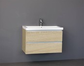Badkamermeubel Trend Zara 80x47x52cm Licht Eiken SaniPro 2 Lades Greeploos met greeplist aliminium Softclose Wastafel 1 Kraangaten Keramiek Badkamermeubel Trend Zara 80x47x52cm Licht Eiken SaniPro 2 Lades Greeploos met greeplist aliminium Softclose Wastafel 1 Kraangaten Keramiek