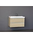 Badkamermeubel Trend Zara 80x47x52cm Licht Eiken SaniPro 2 Lades Greeploos met greeplist aliminium Softclose Wastafel 1 Kraangaten Keramiek