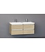 Badkamermeubel Trend Zara 120x47x52cm Licht Eiken SaniPro 4 Lades Greeploos met greeplist aliminium Softclose Wastafel 2 Kraangaten Keramiek