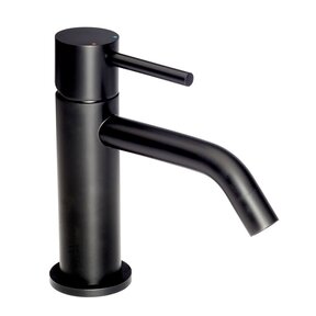 Wastafelkraan Laag Donna Mat Zwart Mengkraan SaniPro Lux Rond 1 Greeps Opbouw