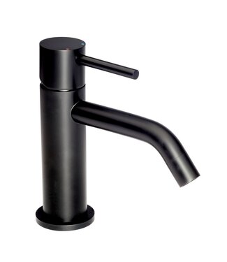 SANETTI Wastafelkraan Laag Donna Mat Zwart Mengkraan SaniPro Lux Rond 1 Greeps Opbouw