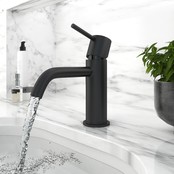 Wastafelkraan Laag Donna Mat Zwart Mengkraan SaniPro Lux Rond 1 Greeps Opbouw