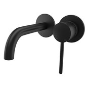 Inbouw Wastafelkraan Donna Mat Zwart SaniPro Lux Mengkraan Rond 1 Greeps 21cm Uitloop