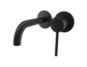 Inbouw Wastafelkraan Donna Mat Zwart SaniPro Lux Mengkraan Rond 1 Greeps 21cm Uitloop