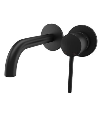 SANETTI Inbouw Wastafelkraan Donna Mat Zwart SaniPro Lux Mengkraan Rond 1 Greeps 21cm Uitloop