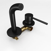 Inbouw Wastafelkraan Donna Mat Zwart SaniPro Lux Mengkraan Rond 1 Greeps 21cm Uitloop