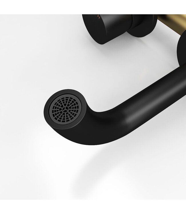 SANETTI Inbouw Wastafelkraan Donna Mat Zwart SaniPro Lux Mengkraan Rond 1 Greeps 21cm Uitloop