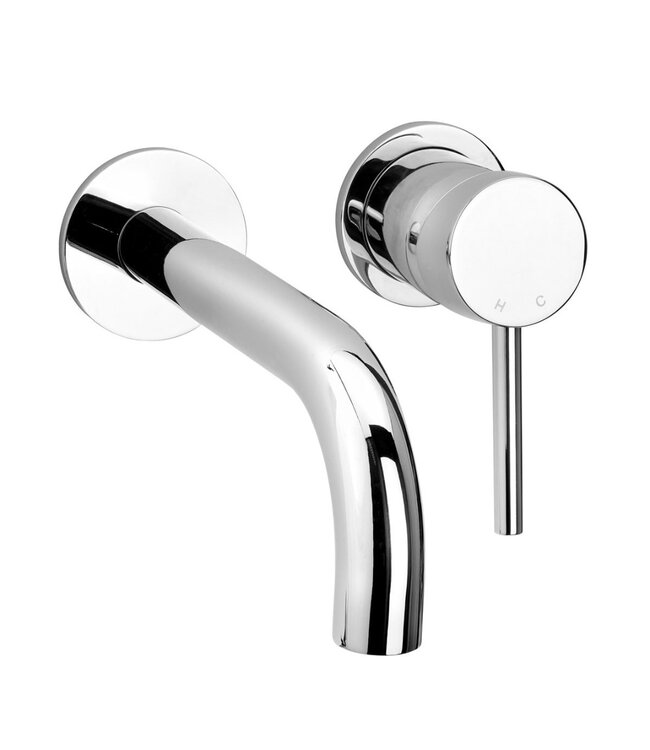 SANETTI Inbouw Wastafelkraan Donna Mat Zwart SaniPro Lux Mengkraan Rond 1 Greeps 21cm Uitloop