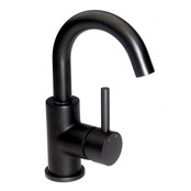 Wastafelkraan Laag Donna Mat Zwart Mengkraan Rond Draaibaar Uitloop met Waste Opbouw 1 Greeps