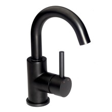 Wastafelkraan Laag Donna Mat Zwart Mengkraan Rond Draaibaar Uitloop met Waste Opbouw 1 Greeps