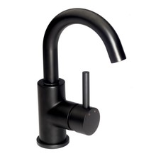 Wastafelkraan Laag Donna Mat Zwart Mengkraan Rond Draaibaar Uitloop met Waste Opbouw 1 Greeps