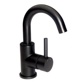 Wastafelkraan Laag Donna Mat Zwart Mengkraan Rond Draaibaar Uitloop met Waste Opbouw 1 Greeps