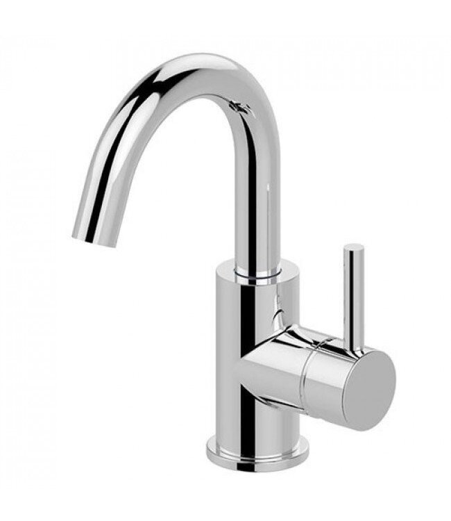 SANETTI Wastafelkraan Laag Donna Mat Zwart Mengkraan Rond Draaibaar Uitloop met Waste Opbouw 1 Greeps