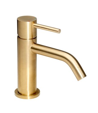 SANETTI Wastafelkraan Laag Gold Geborsteld goud Mengkraan SaniPro Lux Rond 1 Greeps Opbouw