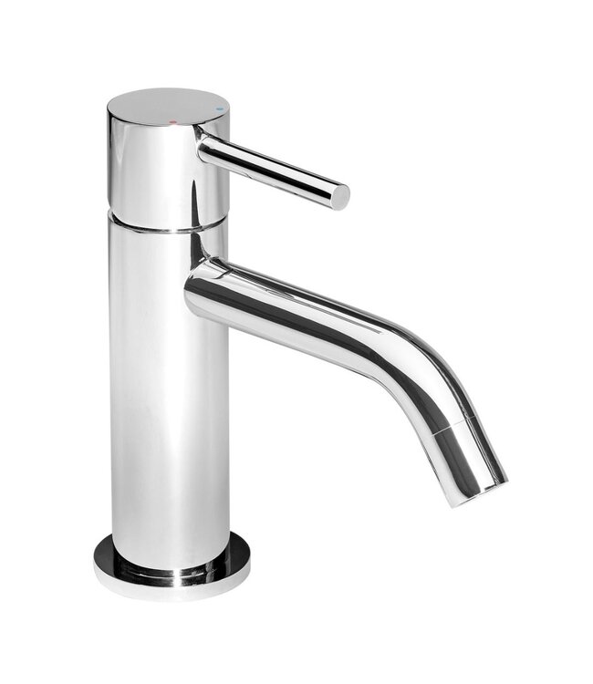 SANETTI Wastafelkraan Laag Gold Geborsteld goud Mengkraan SaniPro Lux Rond 1 Greeps Opbouw