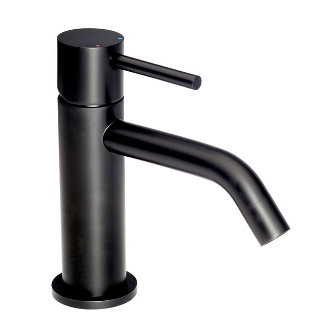 Wastafelkraan Laag Gold Geborsteld goud Mengkraan SaniPro Lux Rond 1 Greeps Opbouw