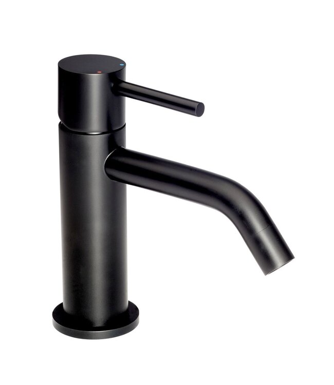 SANETTI Wastafelkraan Laag Gold Geborsteld goud Mengkraan SaniPro Lux Rond 1 Greeps Opbouw