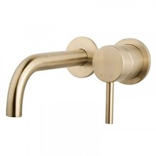 Inbouw Wastafelkraan Gold Geborsteld Goud SaniPro Lux Mengkraan Rond 1 Greeps 21cm Uitloop