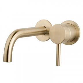 Inbouw Wastafelkraan Gold Geborsteld Goud SaniPro Lux Mengkraan Rond 1 Greeps 21cm Uitloop