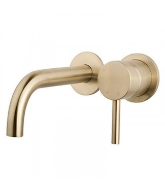 SANETTI Inbouw Wastafelkraan Gold Geborsteld Goud SaniPro Lux Mengkraan Rond 1 Greeps 21cm Uitloop