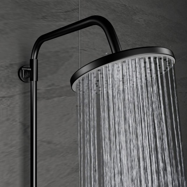 SaniPro Opbouw Regendoucheset Nomi Rond Mat Zwart 20cm Thermostaatkraan Glijstang Regendouche Handdouche