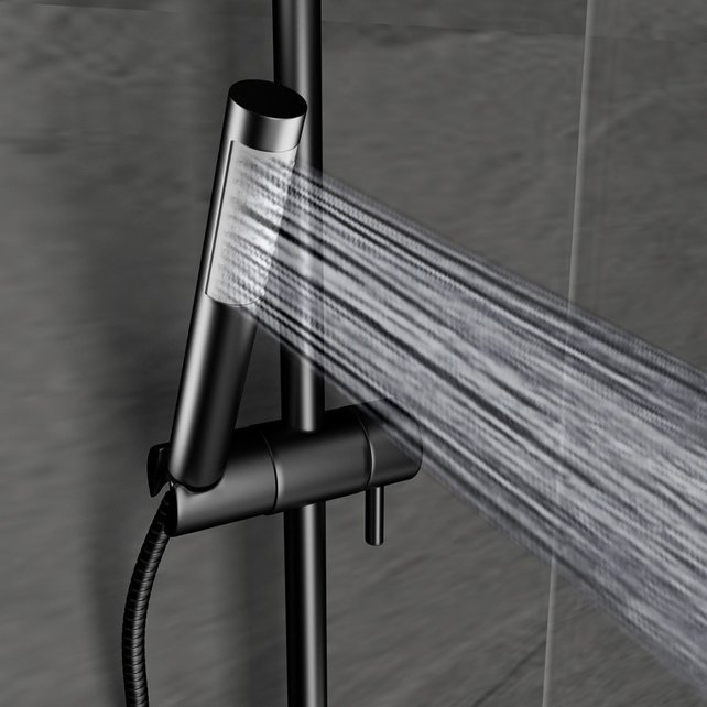 SaniPro Opbouw Regendoucheset Nomi Rond Mat Zwart 20cm Thermostaatkraan Glijstang Regendouche Handdouche