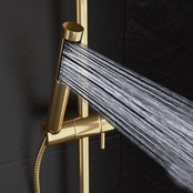 Doucheset Nomi Opbouw Rond Geborsteld Goud 25cm Thermostaatkraan Glijstang Regendouche Handdouche