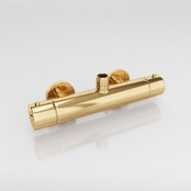 Doucheset Nomi Opbouw Rond Geborsteld Goud 25cm Thermostaatkraan Glijstang Regendouche Handdouche