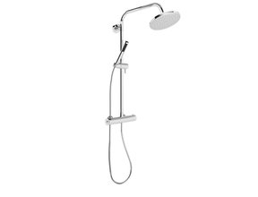 Doucheset Nomi Opbouw Rond Glans Chroom 25cm Thermostaatkraan Glijstang Regendouche Handdouche