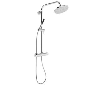 Doucheset Nomi Opbouw Rond Glans Chroom 25cm Thermostaatkraan Glijstang Regendouche Handdouche