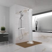 Doucheset Nomi Opbouw Rond Glans Chroom 25cm Thermostaatkraan Glijstang Regendouche Handdouche Doucheset Nomi Opbouw Rond Glans Chroom 25cm Thermostaatkraan Glijstang Regendouche Handdouche