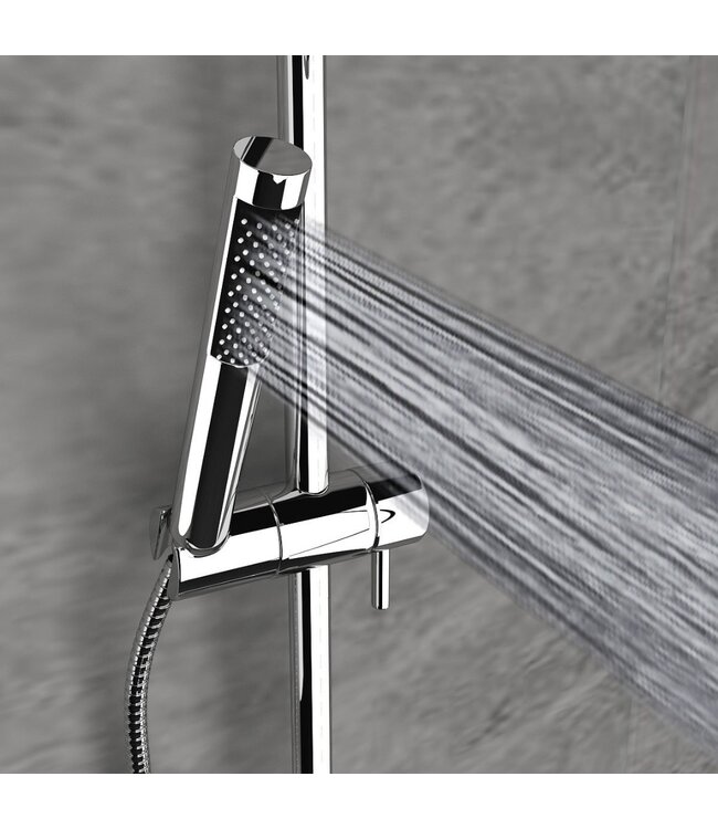 SANETTI Doucheset Nomi Opbouw Rond Glans Chroom 25cm Thermostaatkraan Glijstang Regendouche Handdouche
