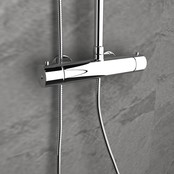 Doucheset Nomi Opbouw Rond Glans Chroom 25cm Thermostaatkraan Glijstang Regendouche Handdouche Doucheset Nomi Opbouw Rond Glans Chroom 25cm Thermostaatkraan Glijstang Regendouche Handdouche