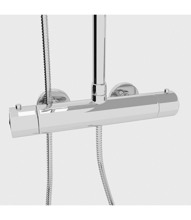 SANETTI Doucheset Nomi Opbouw Rond Glans Chroom 25cm Thermostaatkraan Glijstang Regendouche Handdouche