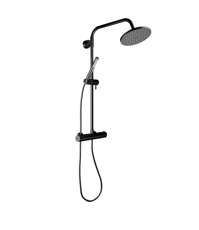 SANETTI Doucheset Nomi Opbouw Rond Glans Chroom 25cm Thermostaatkraan Glijstang Regendouche Handdouche