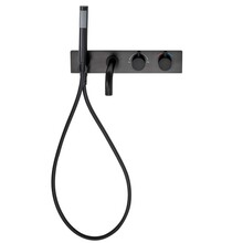 SaniPro Badkraan Nomi Inbouw Rond Mat Zwart Thermostatisch 2 Greeps met Handdoucheset