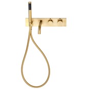 SaniPro Badkraan Nomi Inbouw Rond Mat Zwart Thermostatisch 2 Greeps met Handdoucheset SaniPro Badkraan Nomi Inbouw Rond Mat Zwart Thermostatisch 2 Greeps met Handdoucheset